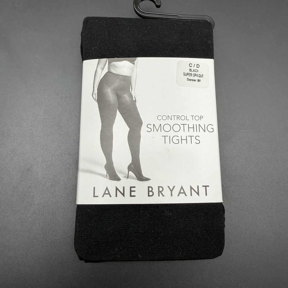 Lane Bryant Tights Black Control Top Smoothing Super Opaque Sz C/D 80 Denier New